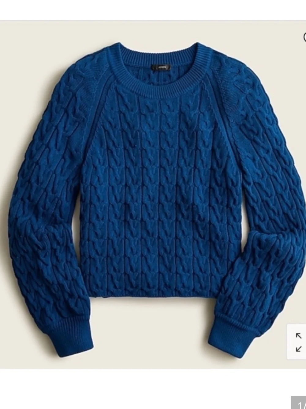 J. Crew Relaxed Fit Cable Knit Crewneck Sweater Ay824 Blue XS Cotton Preppy 2021